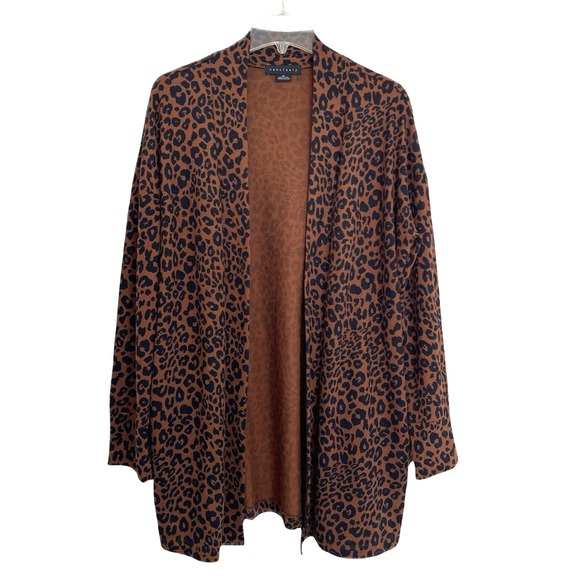 Sanctuary Lenox Leopard Print Cardigan Sweater Size LP Brown Fall Lagenlook - Picture 1 of 8